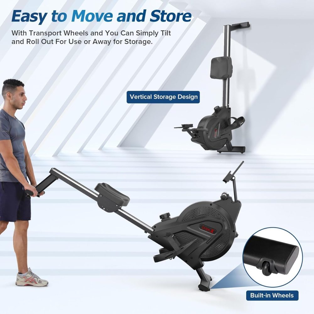 Rameur Appartement Dripex F203S, Freinage Magnétique, 16 Niveaux de Résistance, Pliable