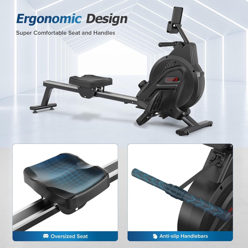 Rameur Appartement Dripex F203S, Freinage Magnétique, 16 Niveaux de Résistance, Pliable