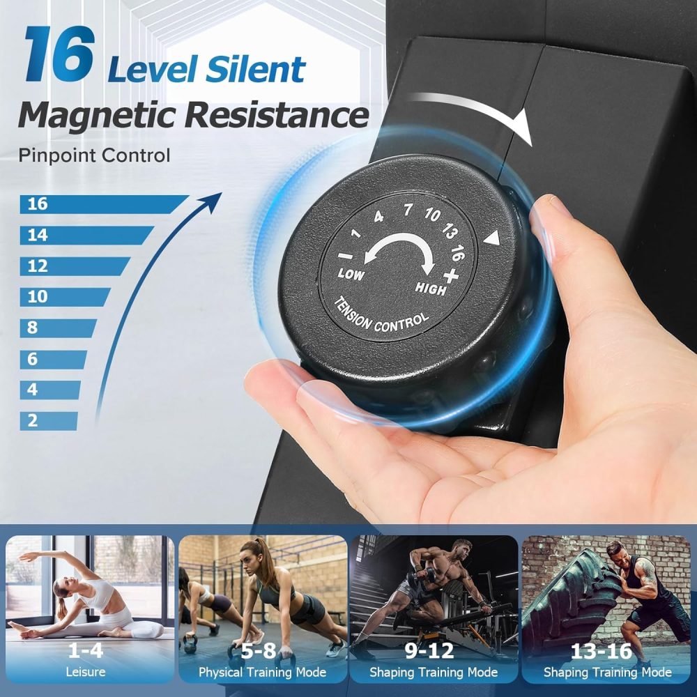 Rameur Appartement Dripex F203S, Freinage Magnétique, 16 Niveaux de Résistance, Pliable