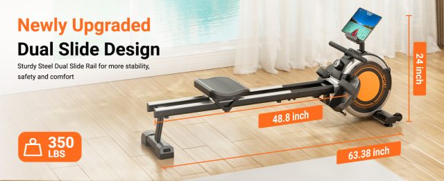 Rameur d'Appartement Sport Dripex F203S, Freinage Magnétique, 16 Niveaux de Résistance, Pliable