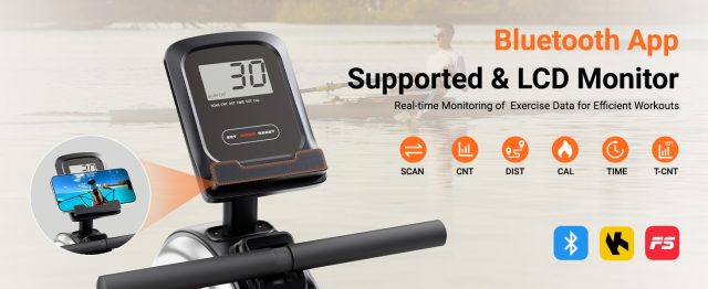 Rameur d'Appartement Sport Dripex F203S, Freinage Magnétique, 16 Niveaux de Résistance, Pliable