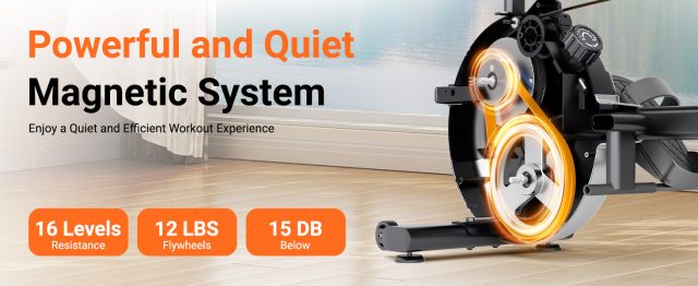 Rameur d'Appartement Sport Dripex F203S, Freinage Magnétique, 16 Niveaux de Résistance, Pliable