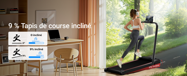 Tapis de Course LONTEK, Pliable, Inclinable, 12KM/H, Tapis de Marche avec Moteur Silencieux Amélioré