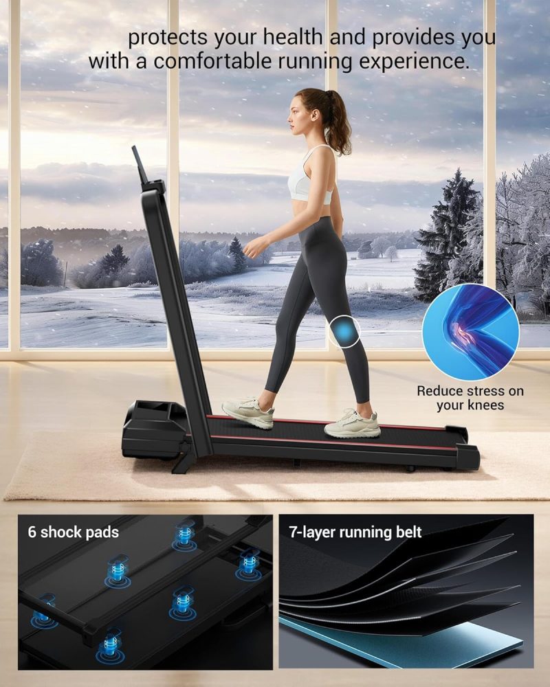 Tapis de Course LONTEK, Pliable, Inclinable, 12KM/H, Tapis de Marche avec Moteur Silencieux Amélioré