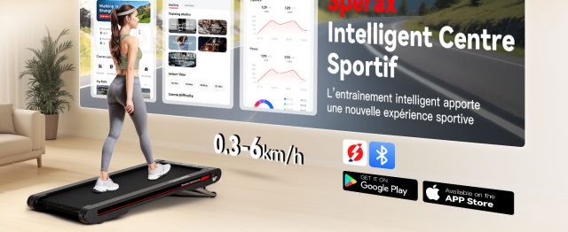 Tapis de Marche Sperax 3 en 1 Vibrant Inclinable, Tapis de Course Bluetooth avec Télécommande