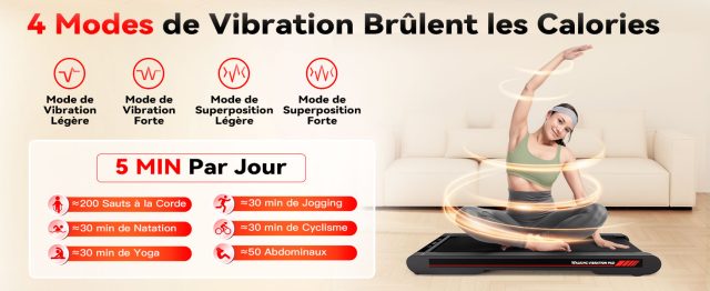 Tapis de Marche Sperax 3 en 1 Vibrant Inclinable, Tapis de Course Bluetooth avec Télécommande