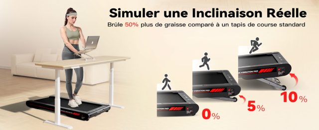 Tapis de Marche Sperax 3 en 1 Vibrant Inclinable, Tapis de Course Bluetooth avec Télécommande