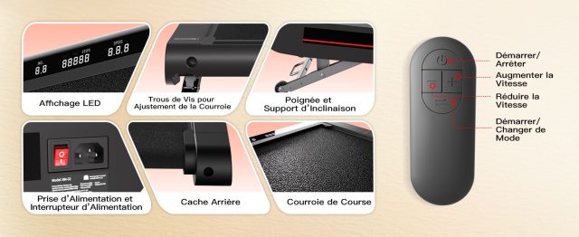 Tapis de Marche Sperax 3 en 1 Vibrant Inclinable, Tapis de Course Bluetooth avec Télécommande