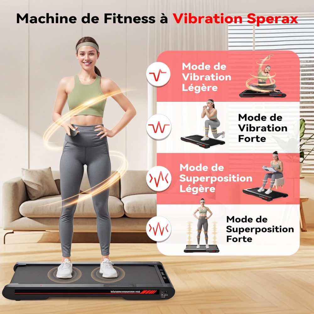 Tapis de Marche Sperax 3 en 1 Vibrant Inclinable, Tapis de Course Bluetooth avec Télécommande
