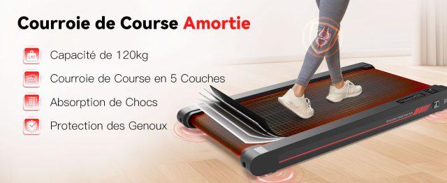 Tapis de Marche Sperax 3 en 1 Vibrant KY-FR, Tapis de Course Bluetooth avec Télécommande