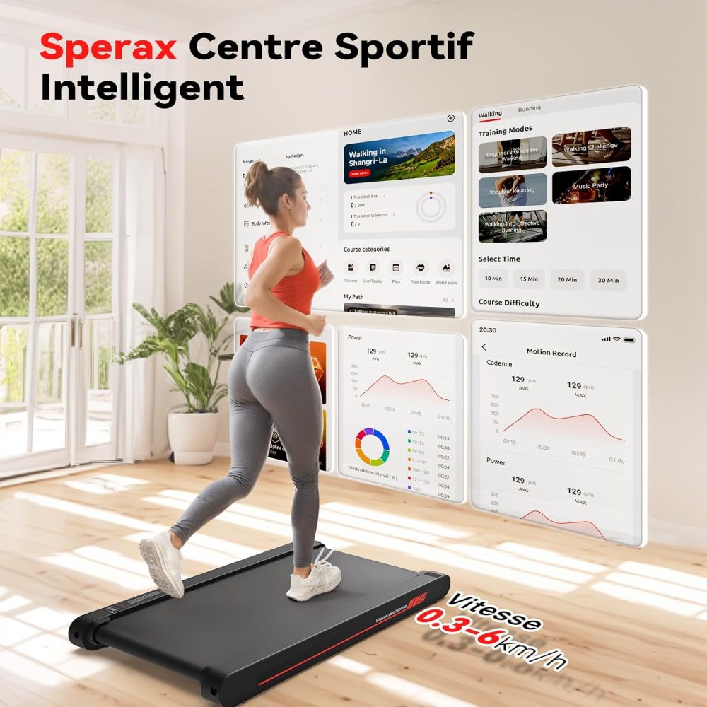 Tapis de Marche Sperax 3 en 1 Vibrant KY-FR, Tapis de Course Bluetooth avec Télécommande
