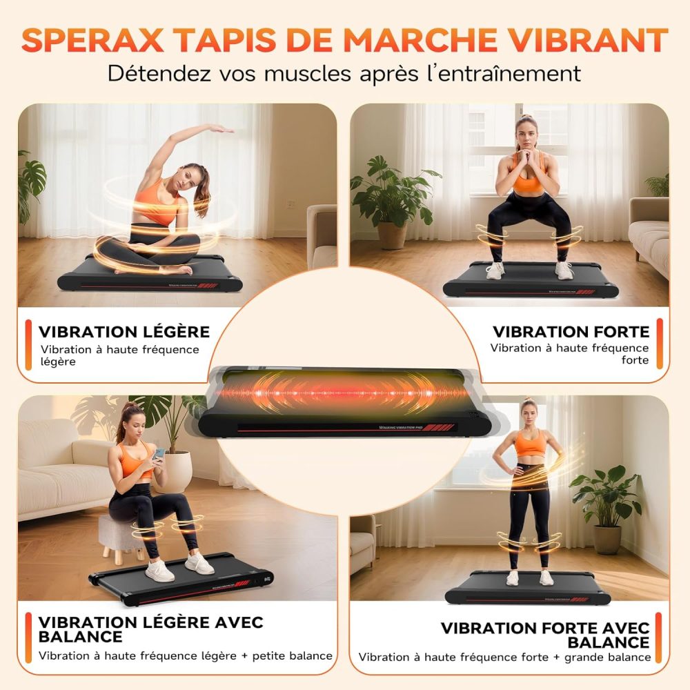 Tapis de Marche Sperax 3 en 1 Vibrant RM01, Tapis de Course Bluetooth avec Télécommande
