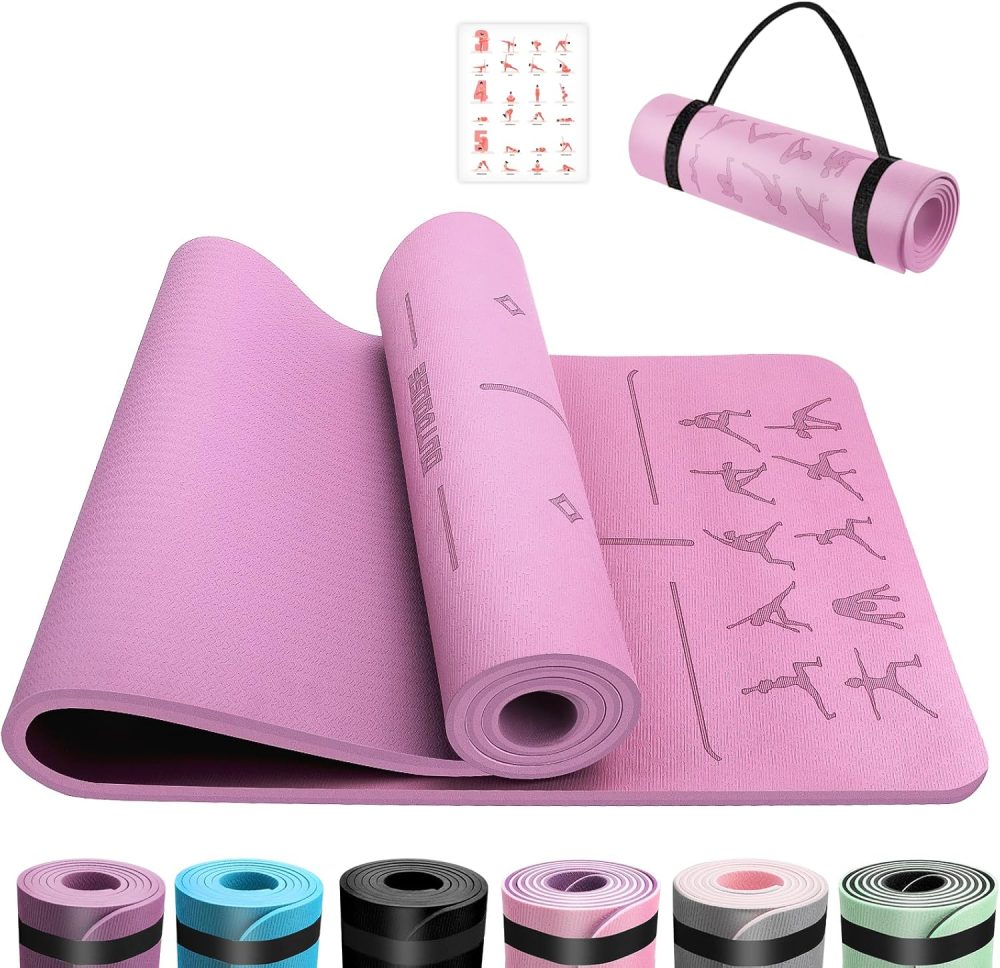 Tapis de Yoga OUTDOUSE Pourpre, Antidérapant, avec Sangles de rangement