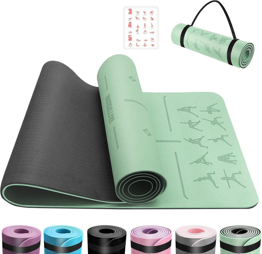 Tapis de Yoga OUTDOUSE Vert Noir, Antidérapant, avec Sangles de rangement