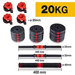Haltères Réglables 20 Kg - Set 4 En 1 (Haltères, Kettlebells, Support Pompes) Pour Fitness à Domicile