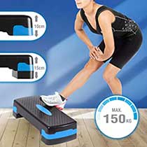 Step Fitness Réglable - 3 Hauteurs (10, 15, 20 Cm) - Support Jusqu'à 250 Kg - Pour Cardio Et HIIT